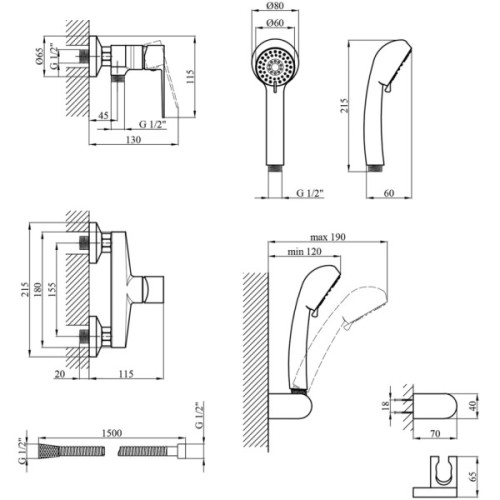 Душовий гарнітур Kroner Eifel-C050 (CV023610)