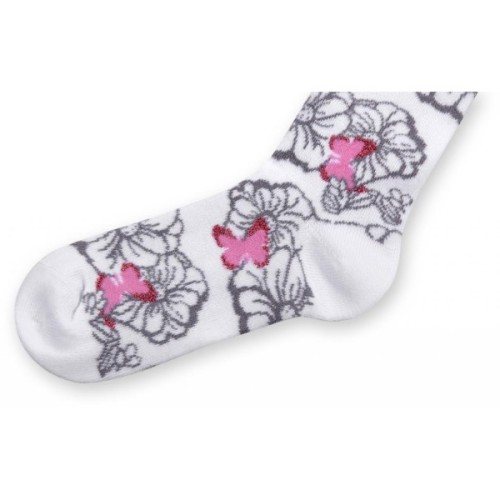 Колготки дитячі BNM з сірими квіточками на білому фоні (M0C0301-0979-3G-gray white)