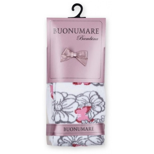 Колготки дитячі BNM з сірими квіточками на білому фоні (M0C0301-0979-3G-gray white)