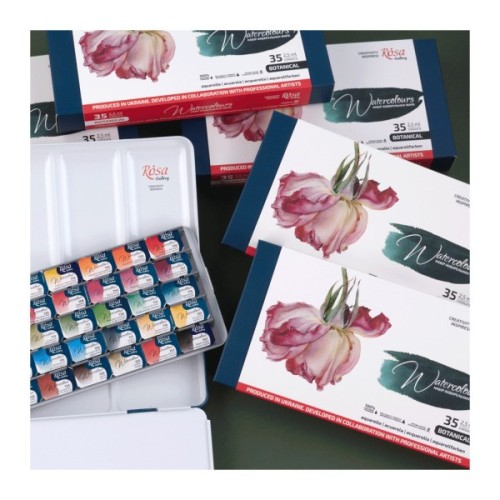 Акварельні фарби Rosa Gallery Bontanical, 35 кольорів 2,5мл, кювета, Індіго (4823098540724)