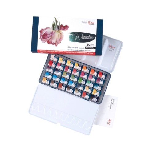 Акварельні фарби Rosa Gallery Bontanical, 35 кольорів 2,5мл, кювета, Індіго (4823098540724)