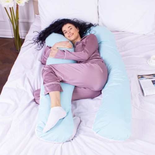 Подушка MirSon для вагітних і відпочинку Eco Line №8031 U-подібна White-Blue (2200006185062)