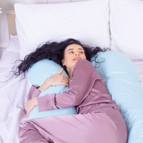 Подушка MirSon для вагітних і відпочинку Eco Line №8031 U-подібна White-Blue (2200006185062)