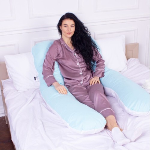 Подушка MirSon для вагітних і відпочинку Eco Line №8031 U-подібна White-Blue (2200006185062)