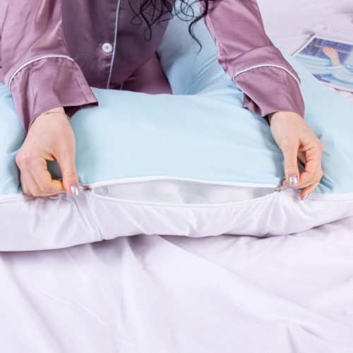 Подушка MirSon для вагітних і відпочинку Eco Line №8031 U-подібна White-Blue (2200006185062)