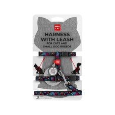 Шлея для котів Waucat Nylon з QR паспортом "Нескінченні світи" пластиковий фастекс (329-4058)