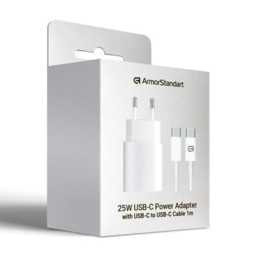 Зарядний пристрій Armorstandart AR-TA800W USB-C 25W White + cable USB-C to USB-C (ARM63804)