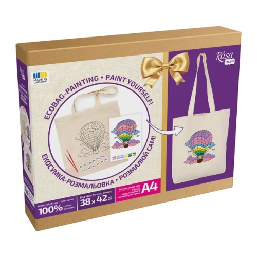 Набір для творчості Rosa Talent екосумка-розмальовка, Політ над хмарами, 38х42 см (4823098543503)