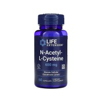Амінокислота Life Extension N-ацетил-L-цистеїн, 600 мг, NAC N-Acetyl-L-Cysteine, 60 капсул (LEX-15436)