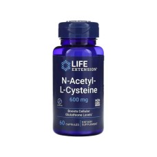 Амінокислота Life Extension N-ацетил-L-цистеїн, 600 мг, NAC N-Acetyl-L-Cysteine, 60 капсул (LEX-15436)