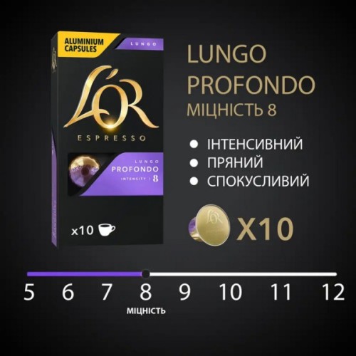 Кава L'OR Lungo Profondo 100% Арабіка в капсулах 10 шт (8711000360569)