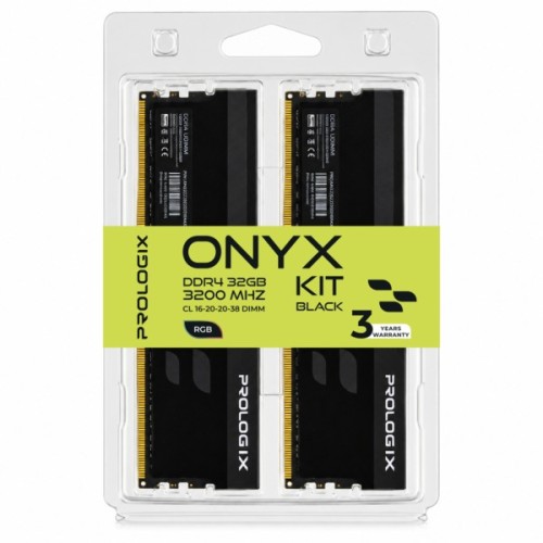 Модуль пам'яті для комп'ютера DDR4 32GB (2x16GB) 3200 MHz Onyx Black RGB Prologix (PRO32GB3200YBR4K)