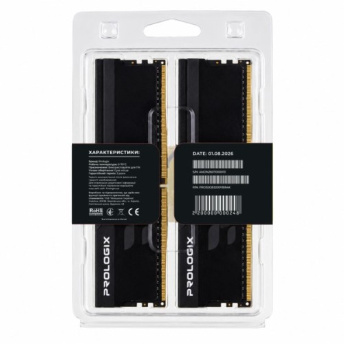 Модуль пам'яті для комп'ютера DDR4 32GB (2x16GB) 3200 MHz Onyx Black RGB Prologix (PRO32GB3200YBR4K)