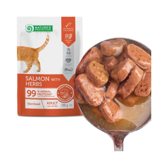 Вологий корм для кішок Nature's Protection Adult cats Sterilised Salmon with Herbs 100 г (NPUPF63659)