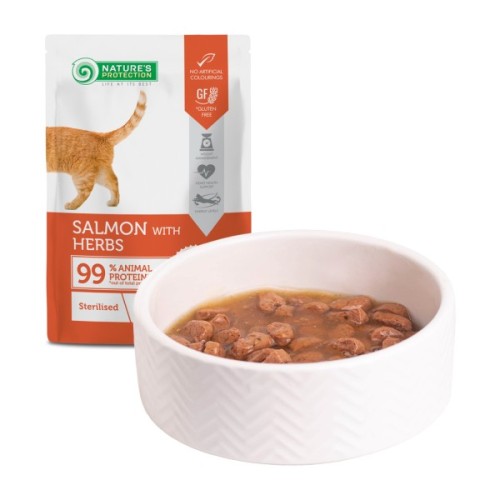 Вологий корм для кішок Nature's Protection Adult cats Sterilised Salmon with Herbs 100 г (NPUPF63659)