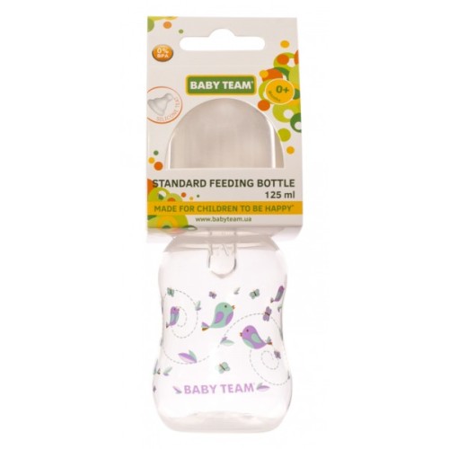 Пляшечка для годування Baby Team з талією та силіконовою сос. 125 мл (1111_белый)