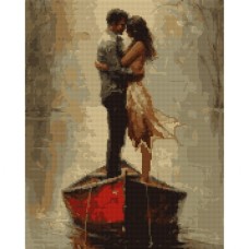 Картина по номерам Santi алмазна мозаїка "Двоє у човні", 40*50см на підрамнику (956064)