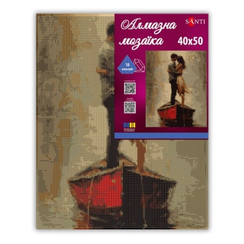 Картина по номерам Santi алмазна мозаїка "Двоє у човні", 40*50см на підрамнику (956064)