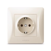 Розетка Videx BINERA 1ая із заземленням кремова (VF-BNSK1G-CR)