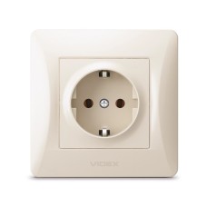 Розетка Videx BINERA 1ая із заземленням кремова (VF-BNSK1G-CR)