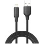 Дата кабель USB 2.0 AM to Lightning 2.0m 3A TPE embossed black ColorWay (CW-CBUL102-BK)