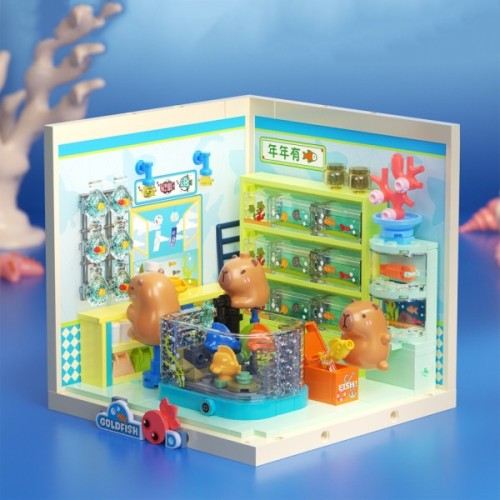 Конструктор JAKI Mini Super Town Акваріумна крамничка капібар 305 елементів (FK023)