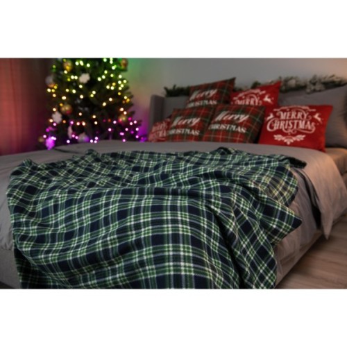Плед Ardesto Christmas Fleece 130x160см, 100% поліестер, клітинка, зелений (ART0718PB)