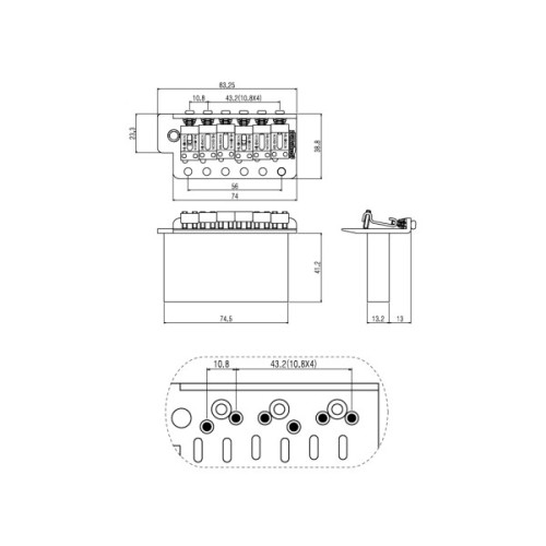 Бридж для гітари Paxphil WVCSB Chrome