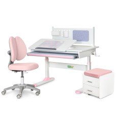 Парта з кріслом ErgoKids (L) Pink + тумба (TH-325 + Y-412 Lite + BD C3_PINK)