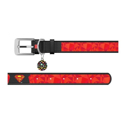 Нашийник для тварин WAUDOG Design з QR паспортом "Супермен 1" Ш 12 мм Д 20-28 см чорний (0013-1007-01)