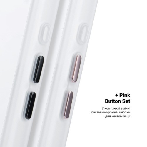 Чохол до мобільного телефона Armorstandart Unit MagCase Apple iPhone 17 Clear Silver + Pink Button Set (ARM90580)