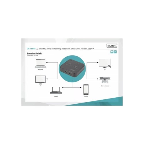 Док-станція для накопичувачів Digitus Dual M.2 NVMe SSD USB Type-C 3.2 Black (DA-71545)