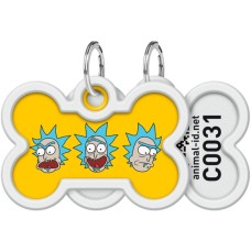 Адресник для тварин WAUDOG Smart ID з QR паспортом "Рік і Морті 3", кістка 40х38 мм (231-0282)