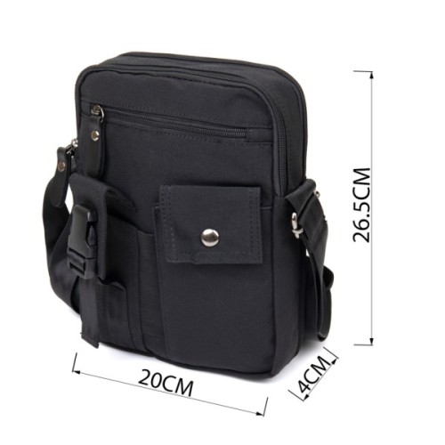 Сумка Vintage Текстильна чоловіча на два відділення Чорна (20660)