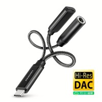 Перехідник USB-C M to 3.5mm F + USB-C F Hi-Res DAC PD 60W black AXAGON (ADA-HCPD)