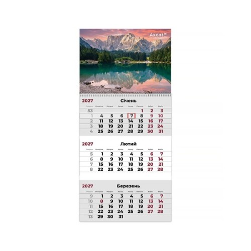 Календар Axent настінний квартальний 2027 р.,1 пр. Mountains 3 (8801-27-6-A)