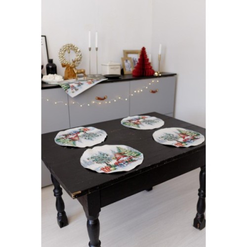 Серветка на стіл Прованс гобеленова Різдвяне багаття D 35 см (036429)