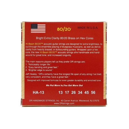 Струни для гітари DR Strings HI-BEAM Acoustic 80/20 Bronze - Medium (13-56) (HA-13)