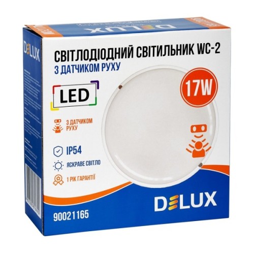 Світильник Delux WC-2 17 Вт 5000K IP54 з датчиком руху (90021165)