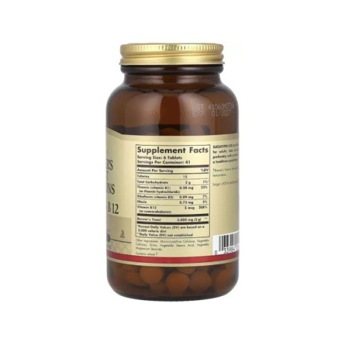 Вітамінно-мінеральний комплекс Solgar Пивні дріжджі з вітаміном B12, Brewer's Yeast, 7 1/2 Grains with Vitamin B12, (SOL-00400)