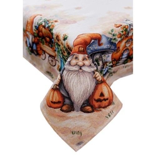 Скатертина Прованс гобеленова Гарбузові гноми овал 135х240 (036338)