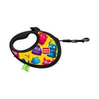 Повідець для собак WAUDOG R-leash з контейнером для пакетів "Мохнаті монстри", світловідбивна стрічка, S (255-4050)