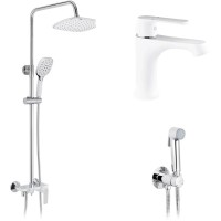 Душовий гарнітур Kroner Armada-W063 + змішувач Armada-W010 + змішувач Bidet-C082 (CVS30213)