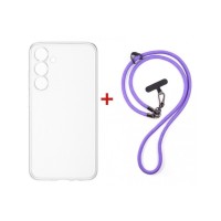 Чохол до мобільного телефона Dengos Case + Cross-body Strap Samsung Galaxy S25 FE Clear+Purple (DG-KM-CCRB-27)