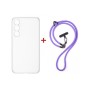 Чохол до мобільного телефона Dengos Case + Cross-body Strap Samsung Galaxy S25 FE Clear+Purple (DG-KM-CCRB-27)