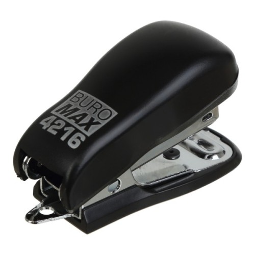 Степлер Buromax пластиковий МІНІ, 10 аркушів, (скоби №24; 26), 60 x 25 x 35 мм, чорний (BM.4216-01)
