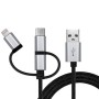 Дата кабель USB 2.0 AM to Lightning + Micro 5P + USB-C 1.0m black REAL-EL (EL123500035)