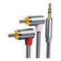 Кабель мультимедійний 3.5mm M to 2xRCA M 2.0m 90° corner Essager (EYPWT-MYA0G-P)