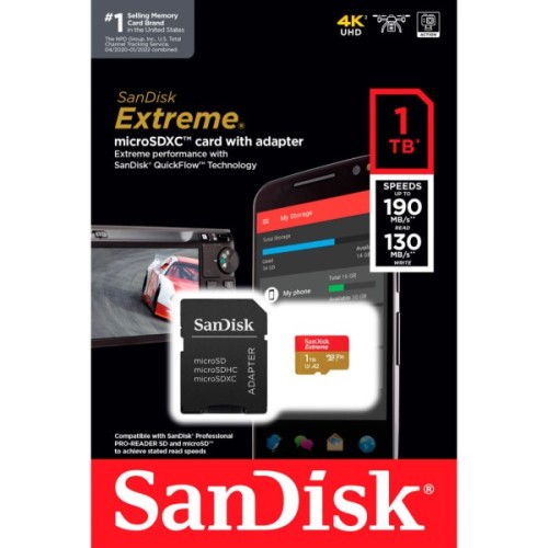 Карта пам'яті SanDisk 1TB microSD class 10 UHS-I U3 V30 Extreme (SDSQXAV-1T00-GN6MA)