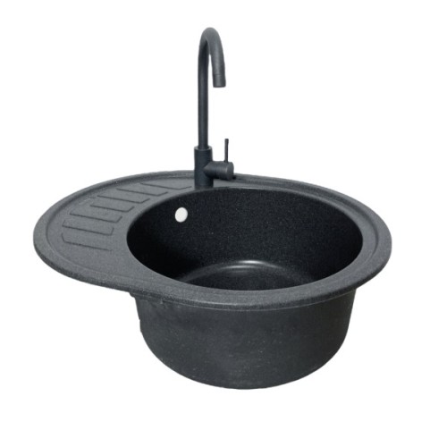 Мийка кухонна Adamant Ovum графіт + змішувач (1824296910413)